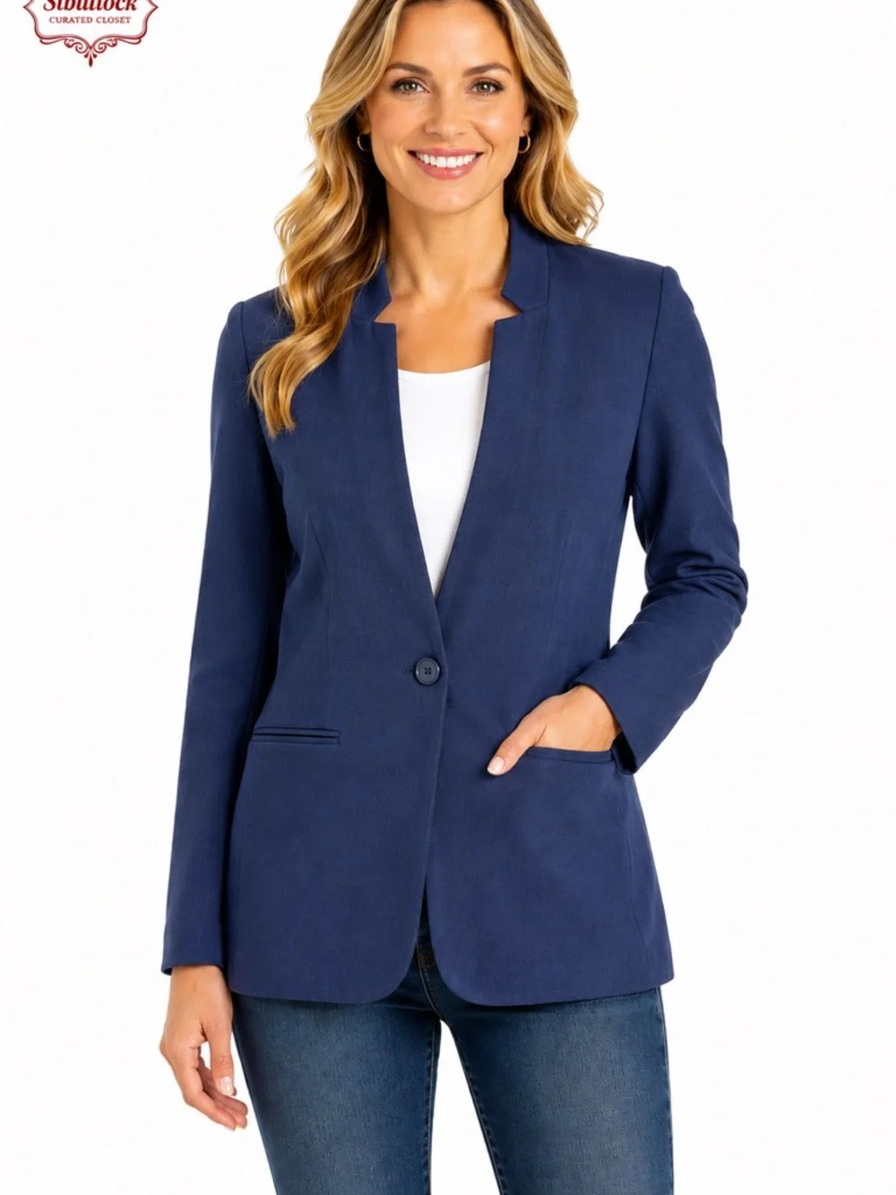 B19 Banana Republic Navy Knit Blazer Jacket Small Stretch Tailored NWOT